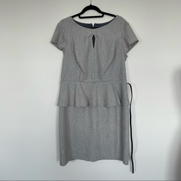 Connected Apparel grey dress with peplum waist - Picture 3 of 9